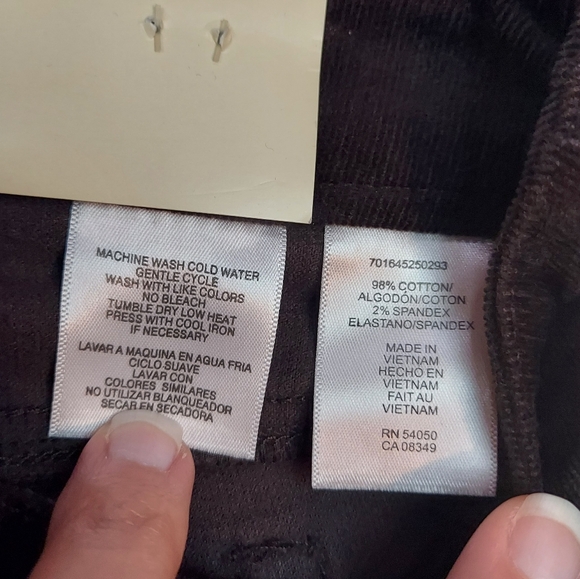 Jones New York Sport Espresso Dark Brown Corduroy Straight Leg Pants Size 16 - Picture 9 of 12